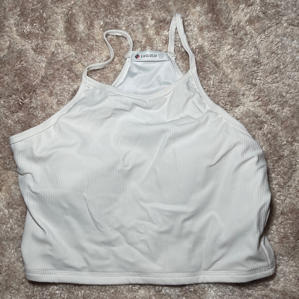 White Crop Top w/ Built in Bra